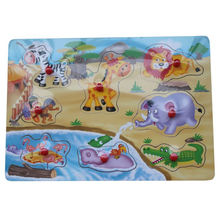 Puzzle en plastique éducatif en bois avec boutons en plastique Jouets en puzzle